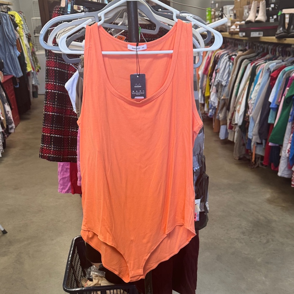 Lightweight Coral Orange Tank Bodysuit - Cozy Everyday Layer